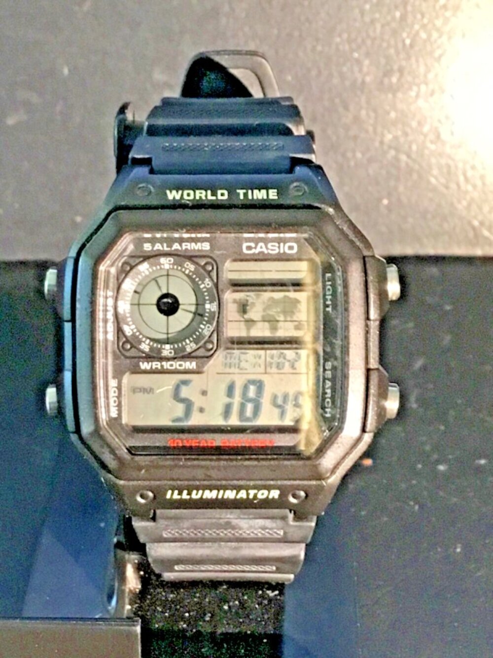 Casio Royale AE-1200WH World Time Digital Watch Illuminator==WORKS GREAT==